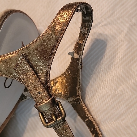 Aldo Metallic Gold Wedge Sandals Women's Size 7.5 - Picture 6 of 8